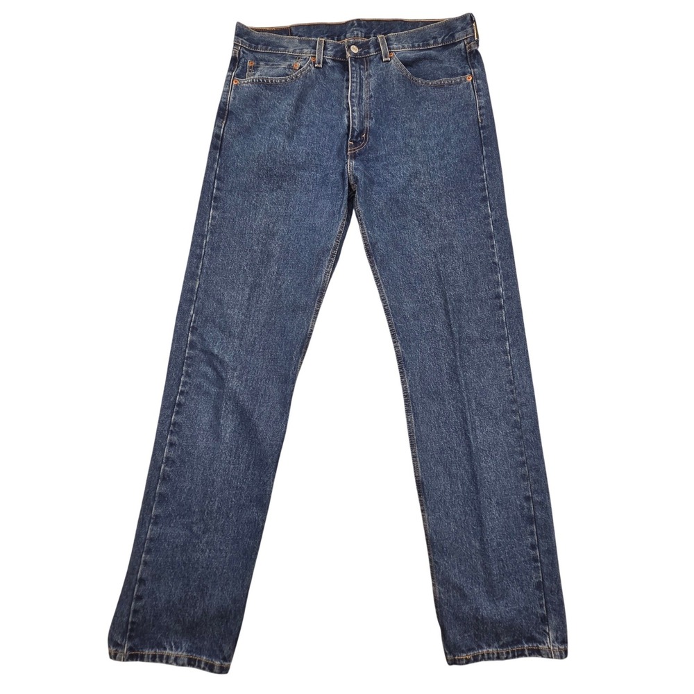 Levis 505 Regular Fit Straight Leg Jeans Mens 36x34 Dark Wash Blue